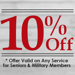 10% Off, * Offer Valid on Any Service Valid for Seniors & Military Members